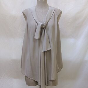 Gold Hawk Silk Sleeveless Tie-Neck Blouse